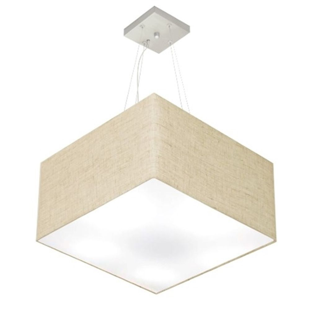 Pendente Quadrado Md-4075 Cúpula em Tecido 30-50x50cm Rústico Bege - Bivolt Pendente Quadrado Md-4075 Cúpula em Tecido 30-50x50cm Rústico Bege - Bivolt
