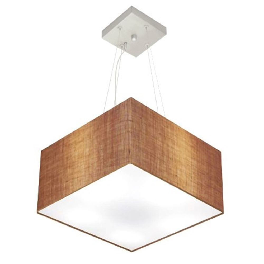 Pendente Quadrado Md-4005 Cúpula em Tecido 21-35x35cm Palha - Bivolt Pendente Quadrado Md-4005 Cúpula em Tecido 21-35x35cm Palha - Bivolt