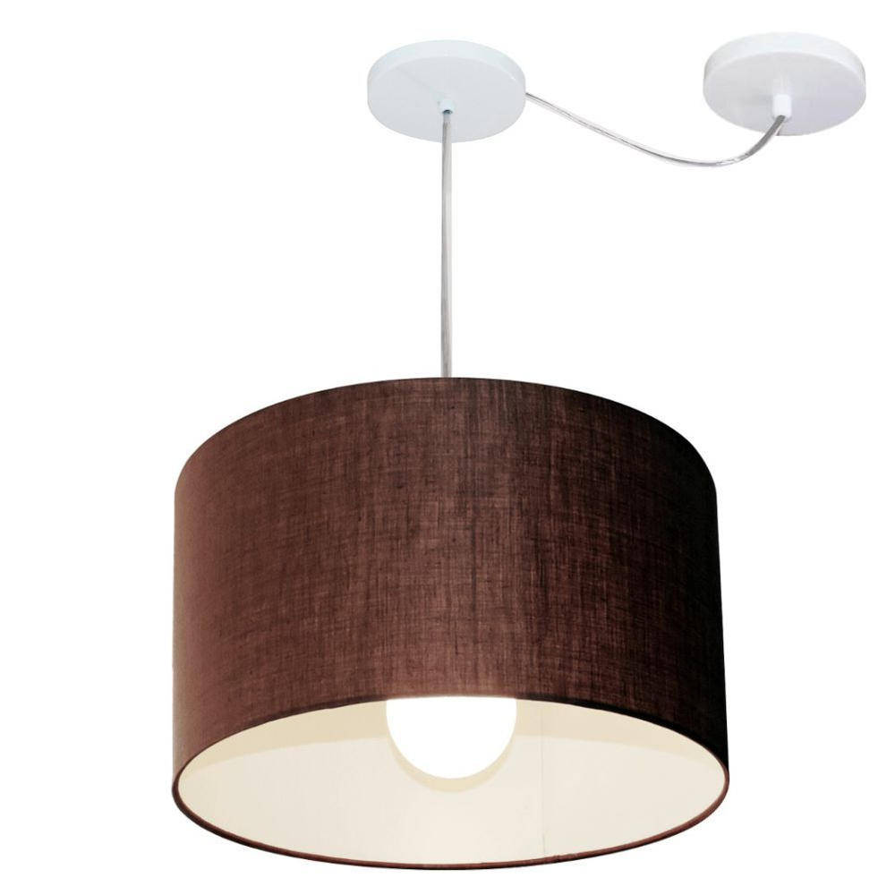 Pendente Cilíndrico Com Desvio Md-4226 Cúpula em Tecido 40x25cm Café - Bivolt Pendente Cilíndrico Com Desvio Md-4226 Cúpula em Tecido 40x25cm Café - Bivolt