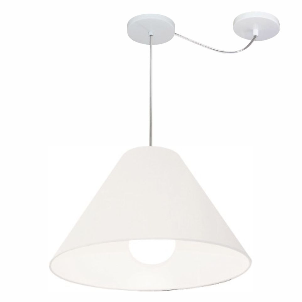 Pendente Cone Com Desvio Md-4272 Cúpula Tecido 25/15x40cm Branco - Bivolt Pendente Cone Com Desvio Md-4272 Cúpula Tecido 25/15x40cm Branco - Bivolt