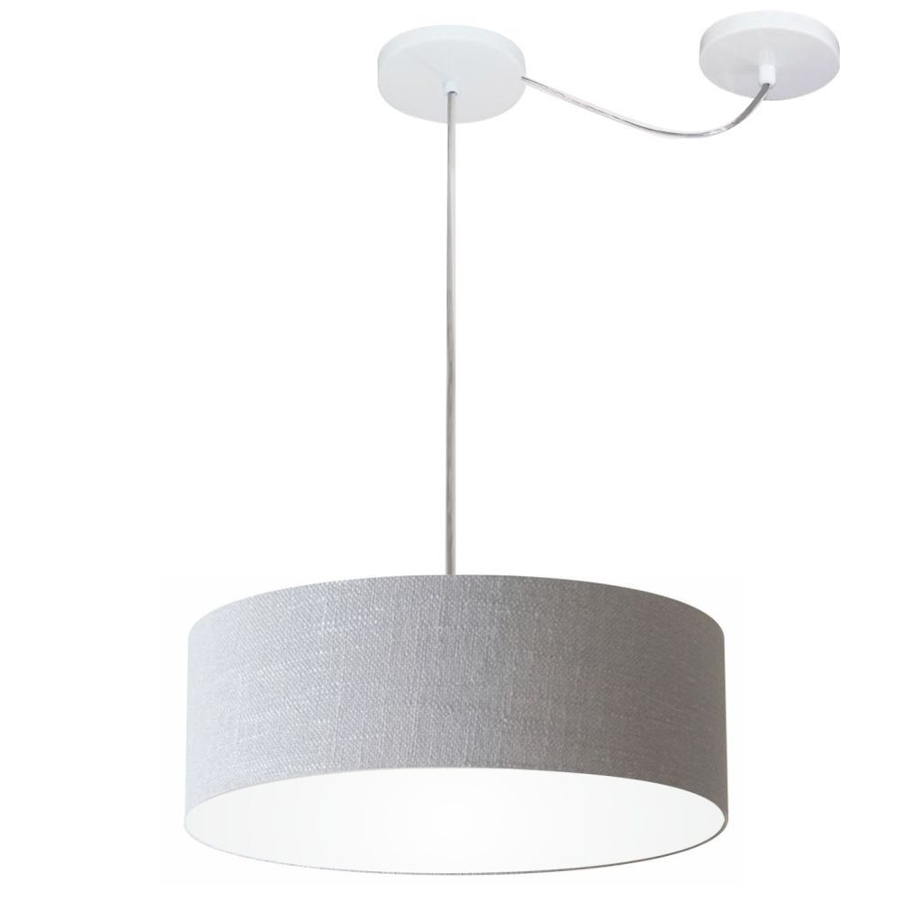 Pendente Cilíndrico Com Desvio Md-4255 Cúpula em Tecido 40x15cm Rústico Cinza - Bivolt Pendente Cilíndrico Com Desvio Md-4255 Cúpula em Tecido 40x15cm Rústico Cinza - Bivolt