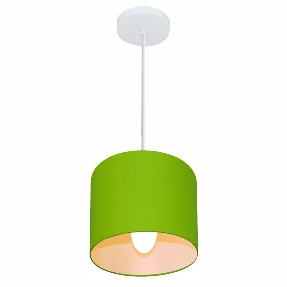 Pendente Cilíndrico Md-4046 Cúpula em Tecido 18x18cm Verde Limão - Bivolt Pendente Cilíndrico Md-4046 Cúpula em Tecido 18x18cm Verde Limão - Bivolt