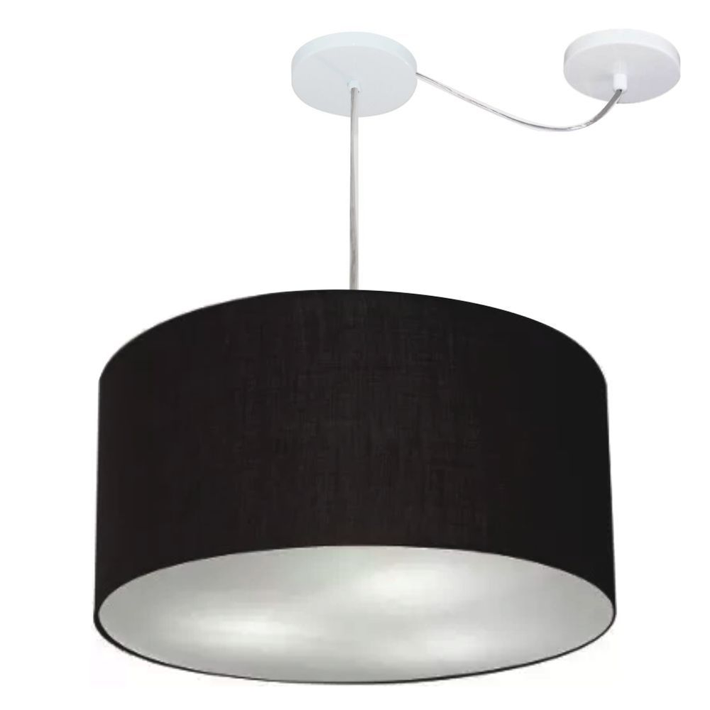 Pendente Cilíndrico Com Desvio Md-4261 Cúpula em Tecido 50x30cm Preto - Bivolt Pendente Cilíndrico Com Desvio Md-4261 Cúpula em Tecido 50x30cm Preto - Bivolt