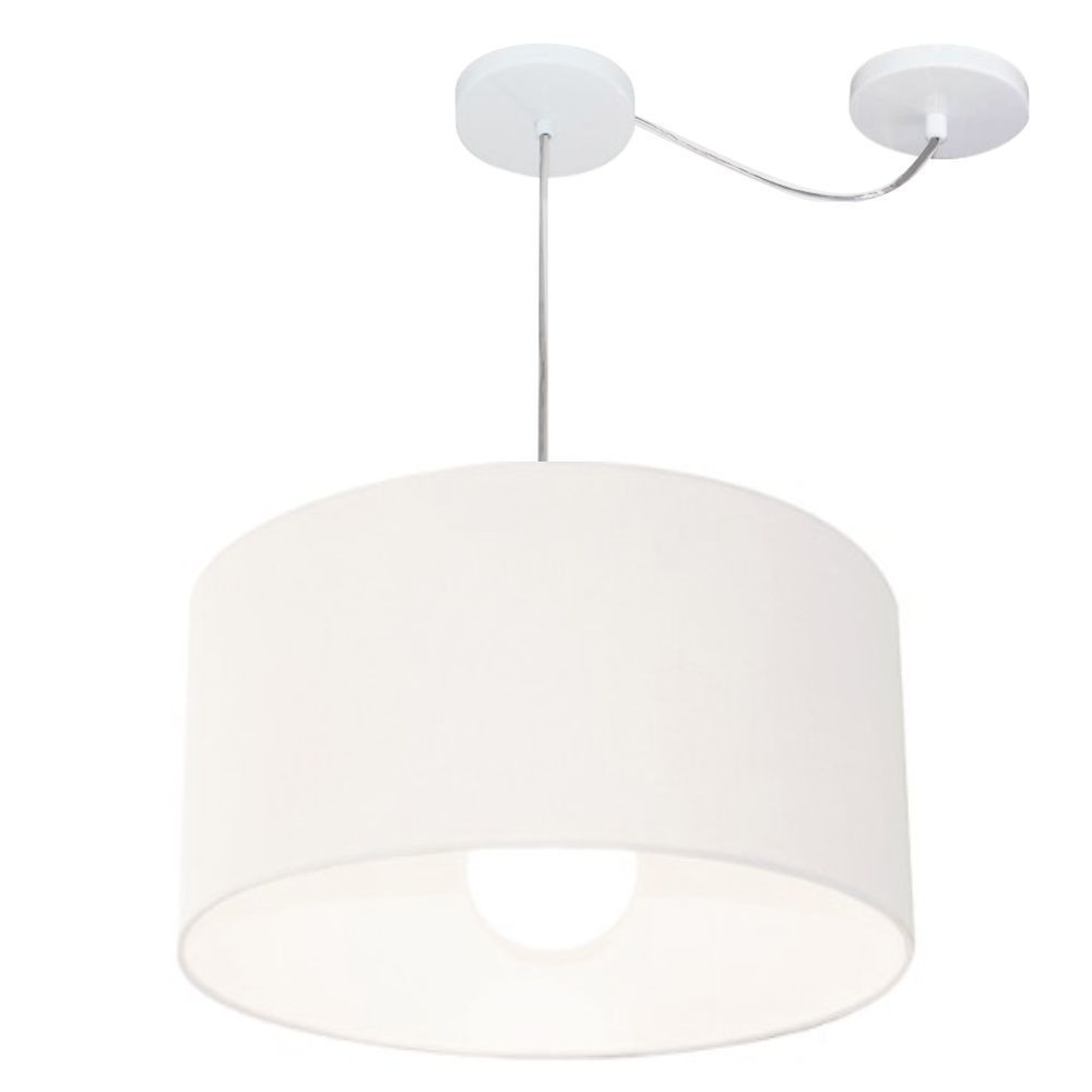 Pendente Cilíndrico Com Desvio Md-4229 Cúpula em Tecido 45x30cm Branco - Bivolt Pendente Cilíndrico Com Desvio Md-4229 Cúpula em Tecido 45x30cm Branco - Bivolt