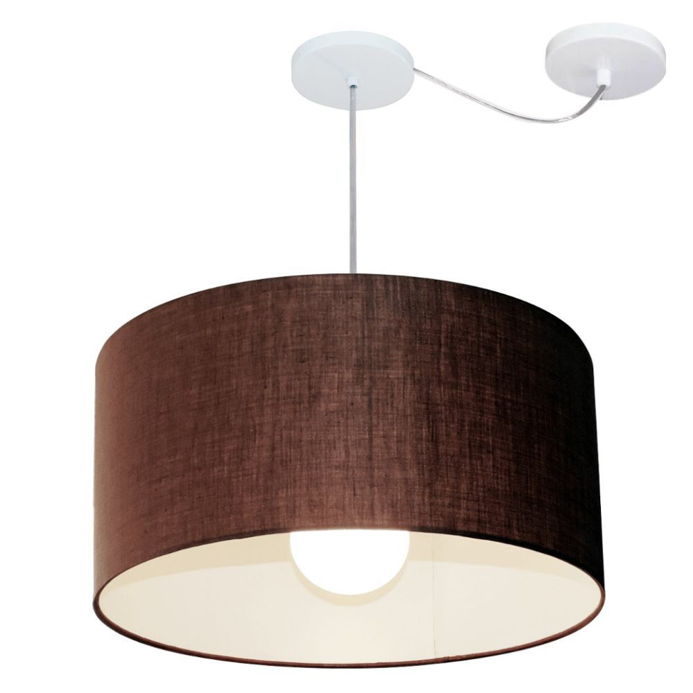 Pendente Cilíndrico Com Desvio Md-4233 Cúpula em Tecido 55x30cm Café - Bivolt Pendente Cilíndrico Com Desvio Md-4233 Cúpula em Tecido 55x30cm Café - Bivolt