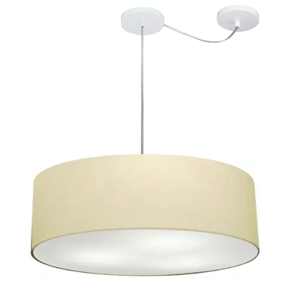 Pendente Cilíndrico Com Desvio Md-4262 Cúpula em Tecido 55x15cm Algodão Crú - Bivolt Pendente Cilíndrico Com Desvio Md-4262 Cúpula em Tecido 55x15cm Algodão Crú - Bivolt