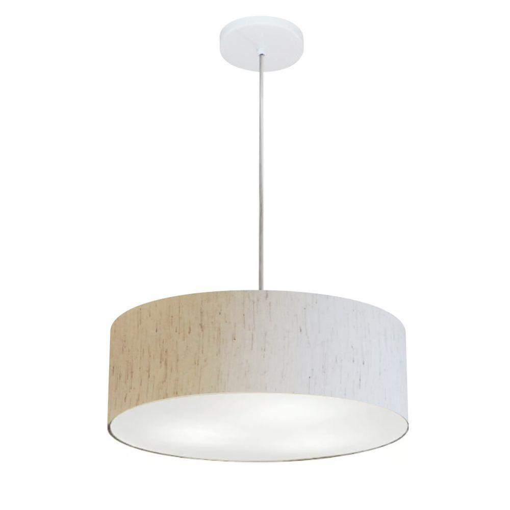 Pendente Cilíndrico Md-4132 Cúpula em Tecido 40x15cm Linho Bege - Bivolt Pendente Cilíndrico Md-4132 Cúpula em Tecido 40x15cm Linho Bege - Bivolt
