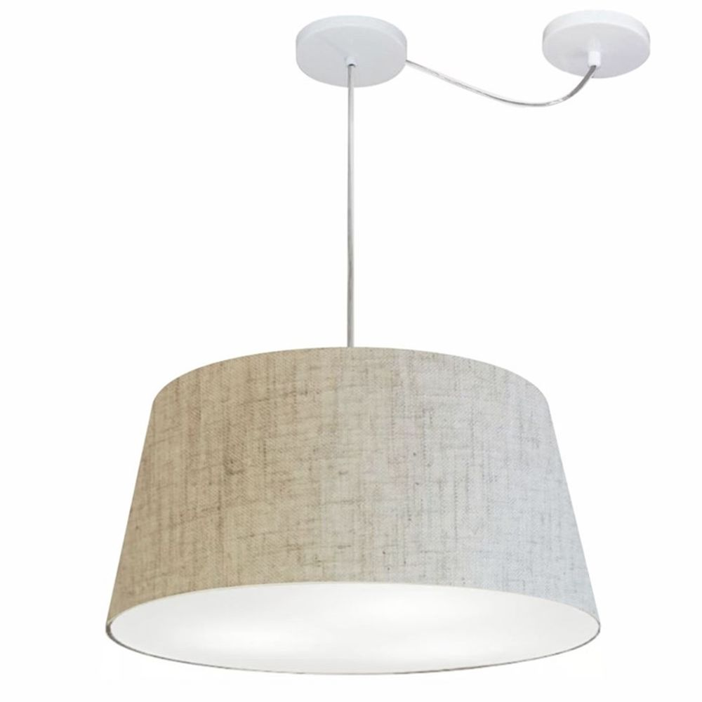 Pendente Cone Com Desvio Md-4282 Cúpula Tecido 21/40x50cm Rústico Bege - Bivolt Pendente Cone Com Desvio Md-4282 Cúpula Tecido 21/40x50cm Rústico Bege - Bivolt