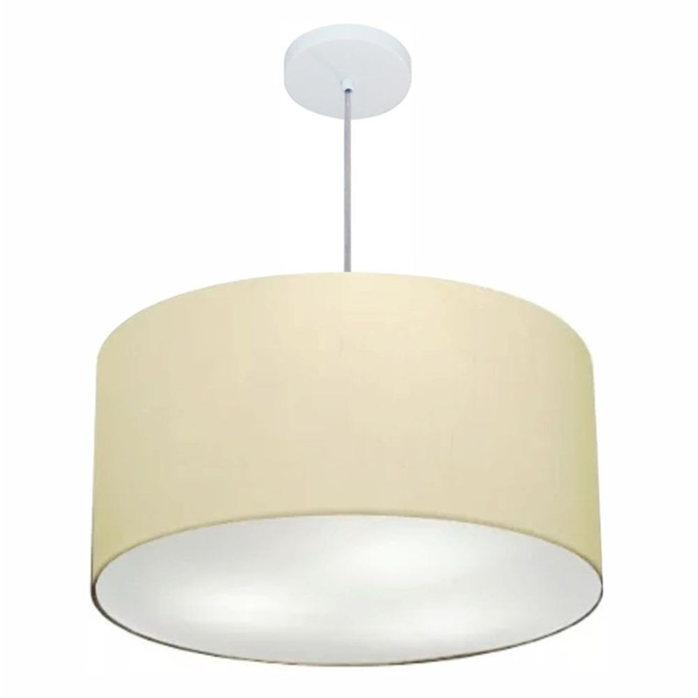 Pendente Cilíndrico Md-4101 Cúpula em Tecido 60x30cm Algodão Crú - Bivolt Pendente Cilíndrico Md-4101 Cúpula em Tecido 60x30cm Algodão Crú - Bivolt
