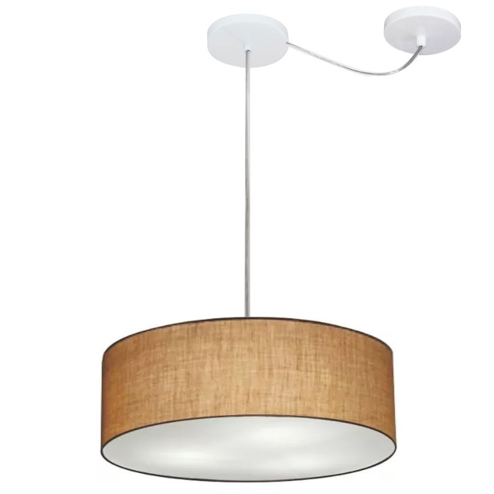 Pendente Cilíndrico Com Desvio Md-4255 Cúpula em Tecido 40x15cm Palha - Bivolt Pendente Cilíndrico Com Desvio Md-4255 Cúpula em Tecido 40x15cm Palha - Bivolt