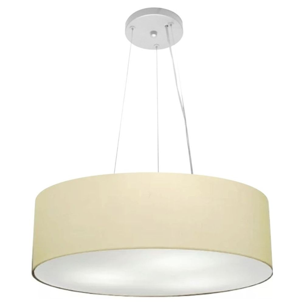 Pendente Cilíndrico Md-4134 Cúpula em Tecido 50x15cm Algodão Crú - Bivolt Pendente Cilíndrico Md-4134 Cúpula em Tecido 50x15cm Algodão Crú - Bivolt