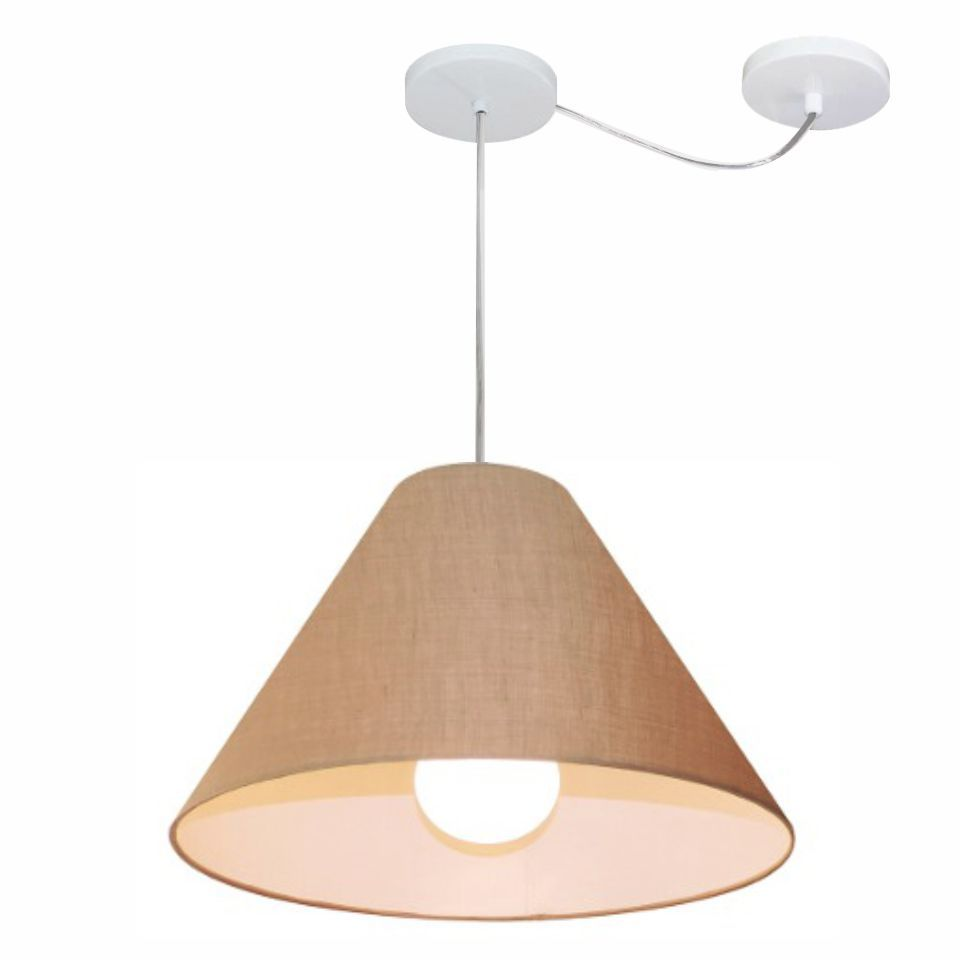 Pendente Cone Com Desvio Md-4272 Cúpula Tecido 25/15x40cm Palha - Bivolt Pendente Cone Com Desvio Md-4272 Cúpula Tecido 25/15x40cm Palha - Bivolt