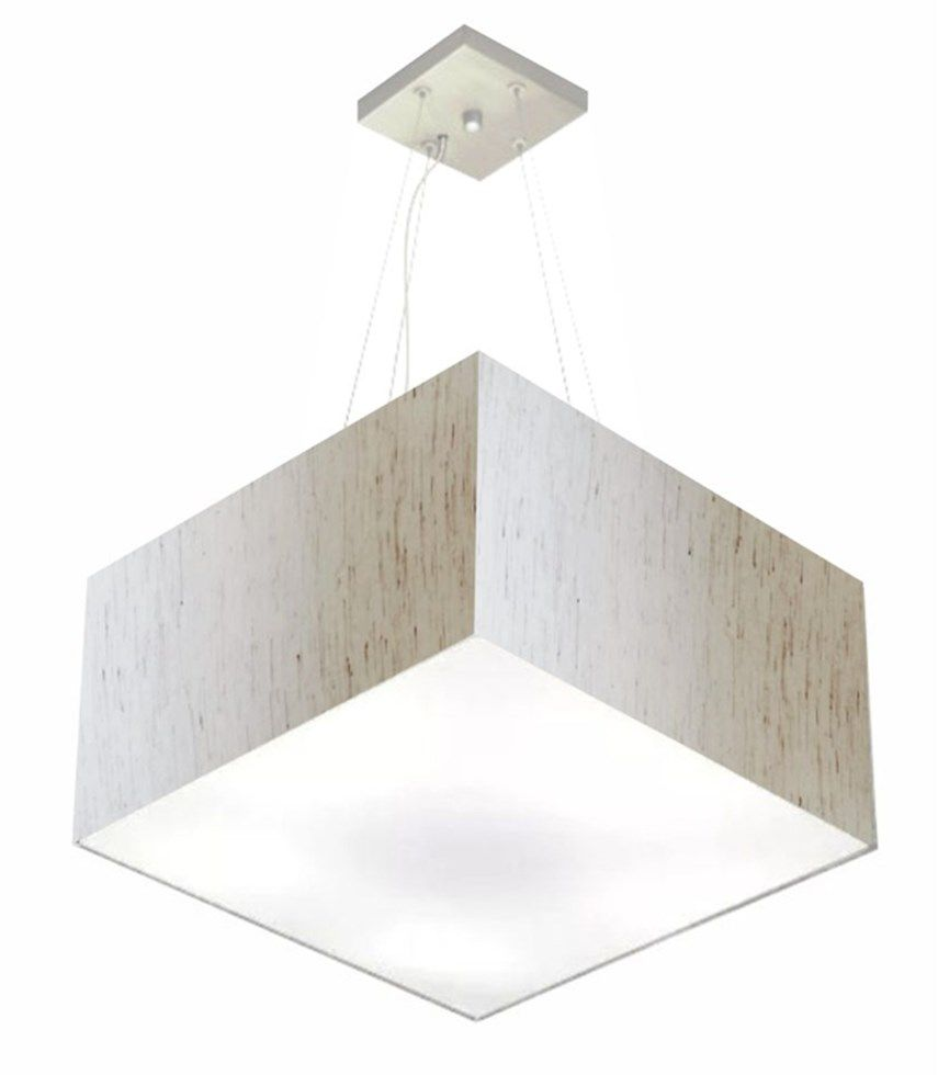 Pendente Quadrado Md-4075 Cúpula em Tecido 30-50x50cm Linho Bege - Bivolt Pendente Quadrado Md-4075 Cúpula em Tecido 30-50x50cm Linho Bege - Bivolt