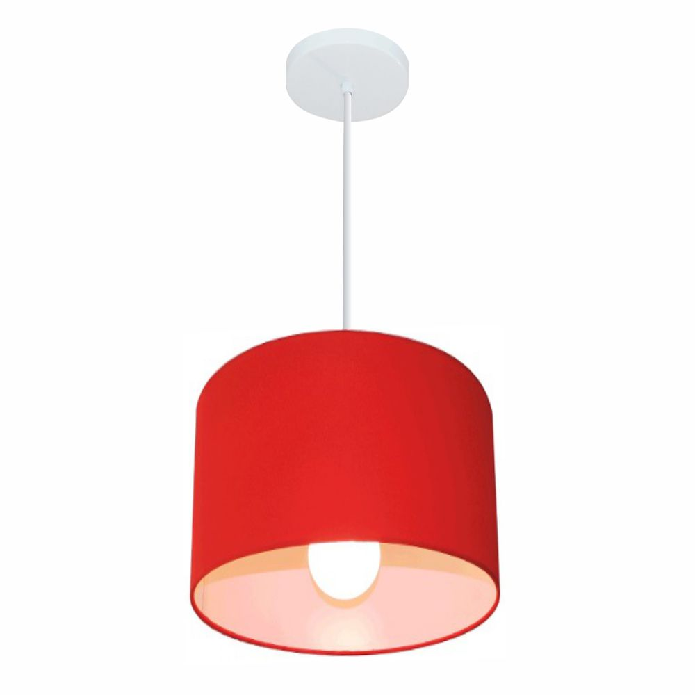Pendente Cilíndrico Md-4113 Cúpula em Tecido 30x25cm Vermelho - Bivolt Pendente Cilíndrico Md-4113 Cúpula em Tecido 30x25cm Vermelho - Bivolt