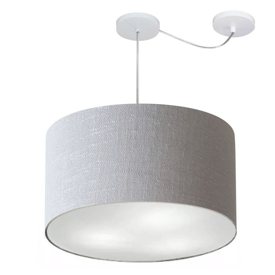 Pendente Cilíndrico Com Desvio Md-4235 Cúpula em Tecido 45x30cm Rústico Cinza - Bivolt Pendente Cilíndrico Com Desvio Md-4235 Cúpula em Tecido 45x30cm Rústico Cinza - Bivolt