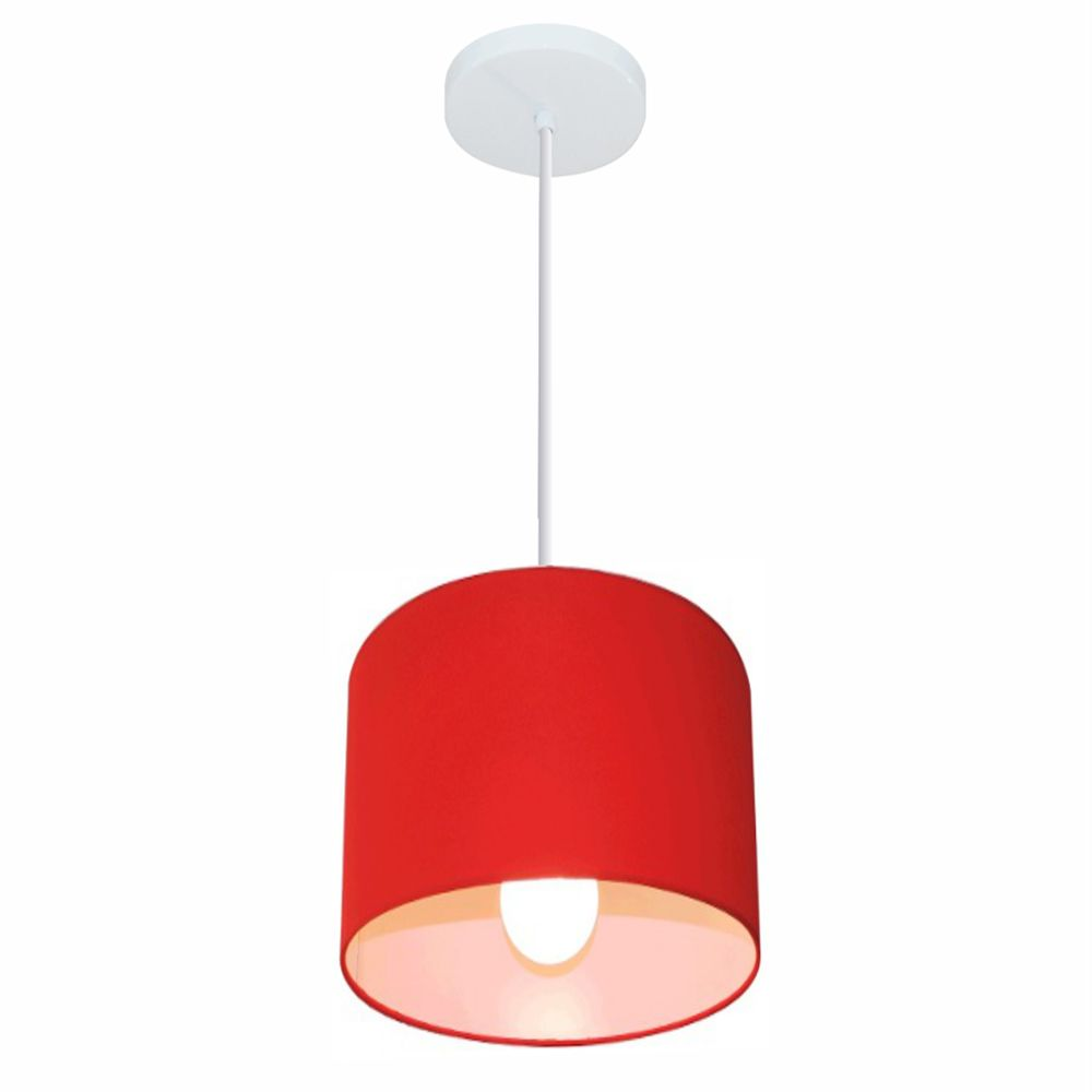 Pendente Cilíndrico Md-4046 Cúpula em Tecido 18x18cm Vermelho - Bivolt Pendente Cilíndrico Md-4046 Cúpula em Tecido 18x18cm Vermelho - Bivolt