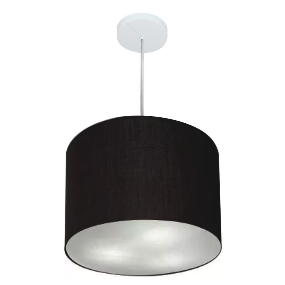 Pendente Cilíndrico Md-4216 Cúpula em Tecido 40x30cm Preto - Bivolt Pendente Cilíndrico Md-4216 Cúpula em Tecido 40x30cm Preto - Bivolt