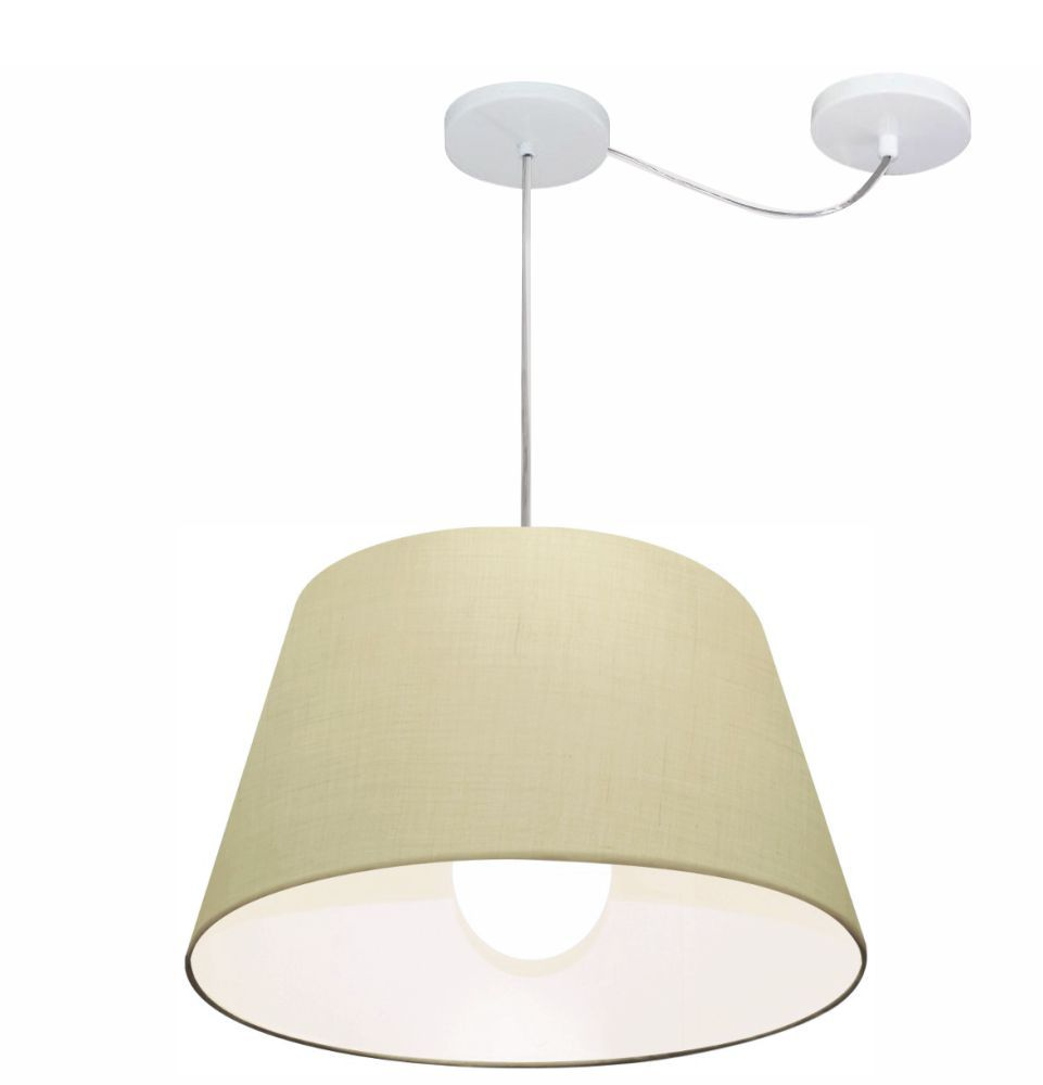 Pendente Cone Com Desvio Md-4273 Cúpula Tecido 21/30x40cm Algodão Crú - Bivolt Pendente Cone Com Desvio Md-4273 Cúpula Tecido 21/30x40cm Algodão Crú - Bivolt