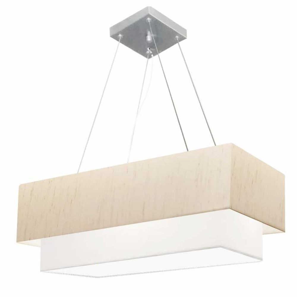 Pendente Duplo Retangular Vivare Md-4138 Cúpula em Tecido 70x30cm x 60x25cm LLA/BR - Bivolt Pendente Duplo Retangular Vivare Md-4138 Cúpula em Tecido 70x30cm x 60x25cm LLA/BR - Bivolt