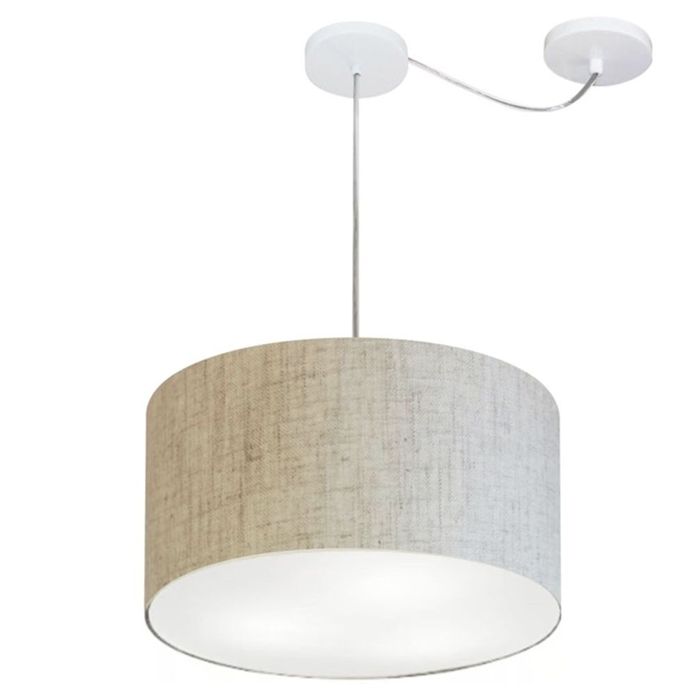 Pendente Cilíndrico Com Desvio Md-4166 Cúpula em Tecido 40x25cm Rústico Bege - Bivolt Pendente Cilíndrico Com Desvio Md-4166 Cúpula em Tecido 40x25cm Rústico Bege - Bivolt