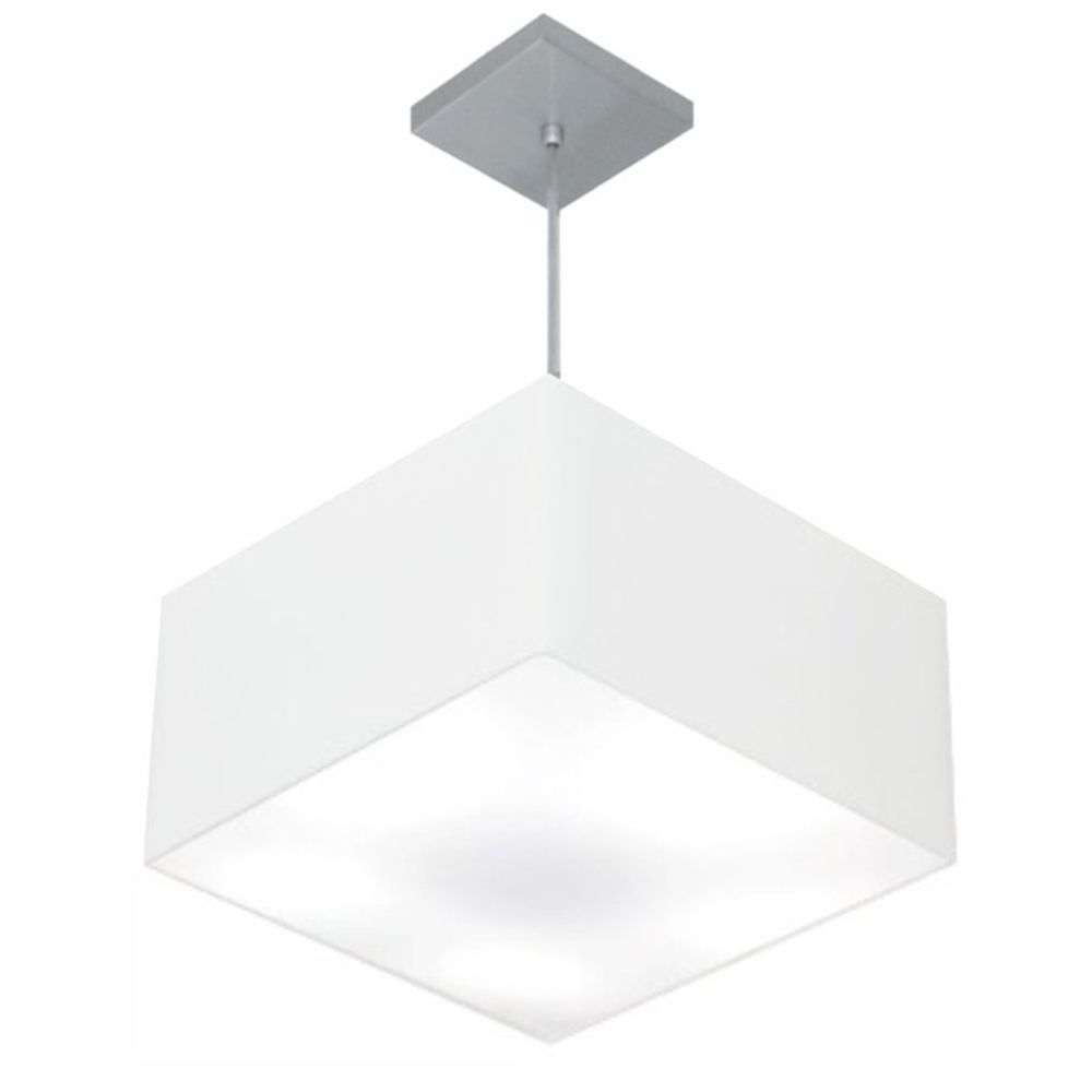 Pendente Quadrado Md-4020 Cúpula em Tecido 21/35x35cm Branco - Bivolt Pendente Quadrado Md-4020 Cúpula em Tecido 21/35x35cm Branco - Bivolt