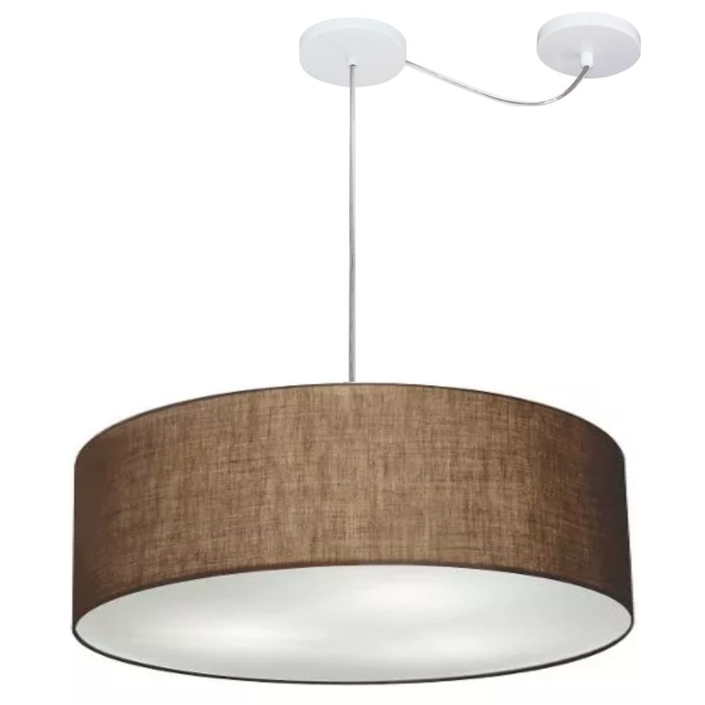 Pendente Cilíndrico Com Desvio Md-4262 Cúpula em Tecido 55x15cm Café - Bivolt Pendente Cilíndrico Com Desvio Md-4262 Cúpula em Tecido 55x15cm Café - Bivolt