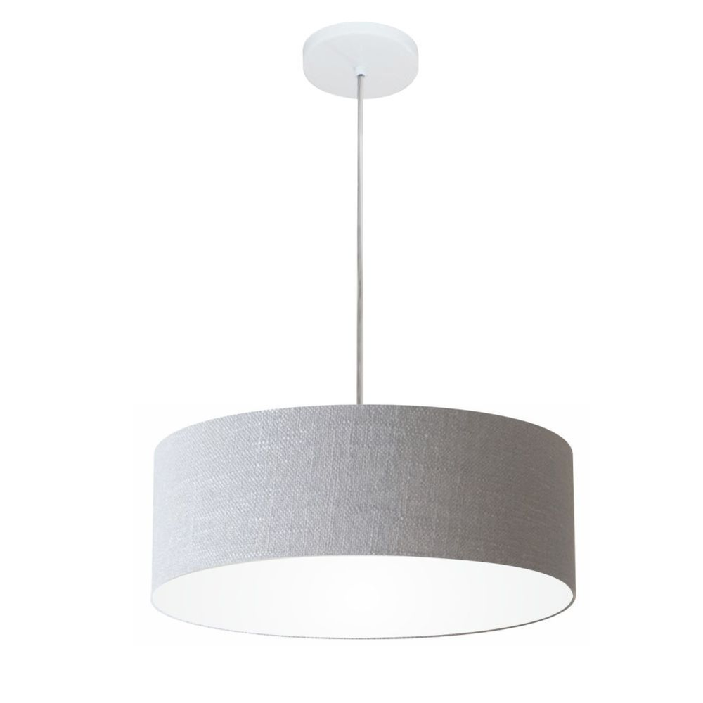 Pendente Cilíndrico Md-4132 Cúpula em Tecido 40x15cm Rústico Cinza - Bivolt Pendente Cilíndrico Md-4132 Cúpula em Tecido 40x15cm Rústico Cinza - Bivolt