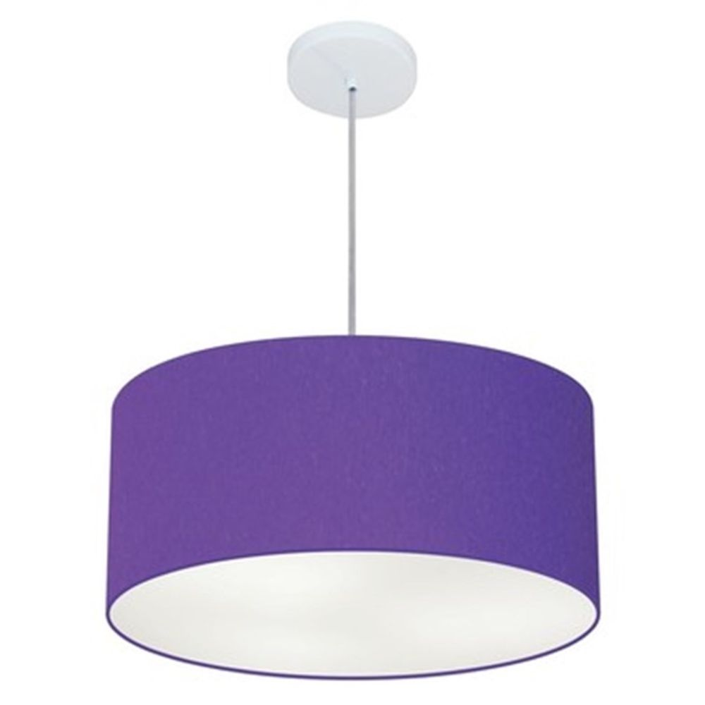 Pendente Cilíndrico Md-4049 Cúpula em Tecido 50x21cm Roxo - Bivolt Pendente Cilíndrico Md-4049 Cúpula em Tecido 50x21cm Roxo - Bivolt