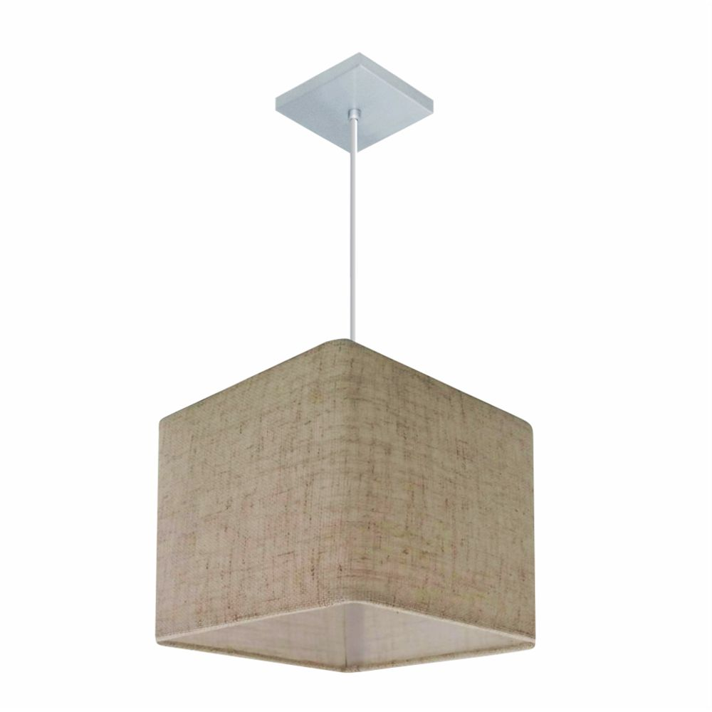 Pendente Quadrado Md-4058 Cúpula em Tecido 21/25x25cm Rústico Bege - Bivolt Pendente Quadrado Md-4058 Cúpula em Tecido 21/25x25cm Rústico Bege - Bivolt