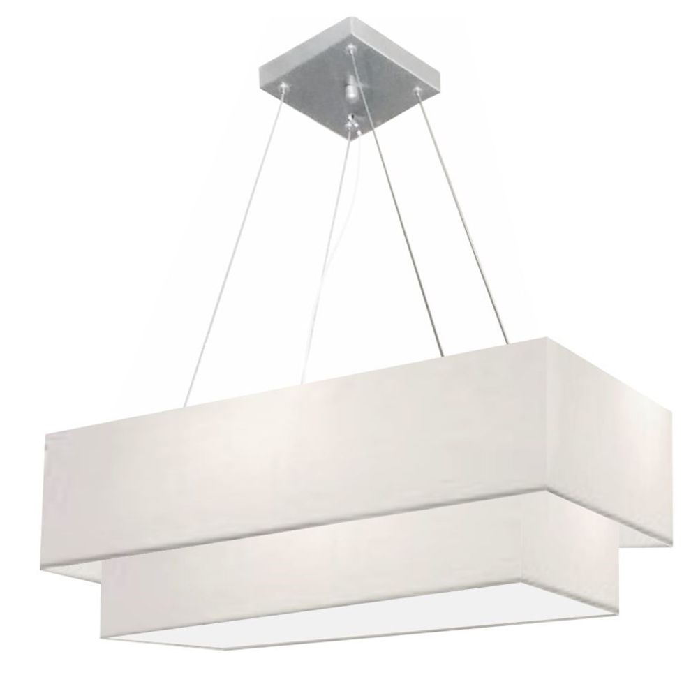 Pendente Duplo Retangular Vivare Md-4322 Cúpula em Tecido 99x40cm x 80x30cm Branco - Bivolt Pendente Duplo Retangular Vivare Md-4322 Cúpula em Tecido 99x40cm x 80x30cm Branco - Bivolt