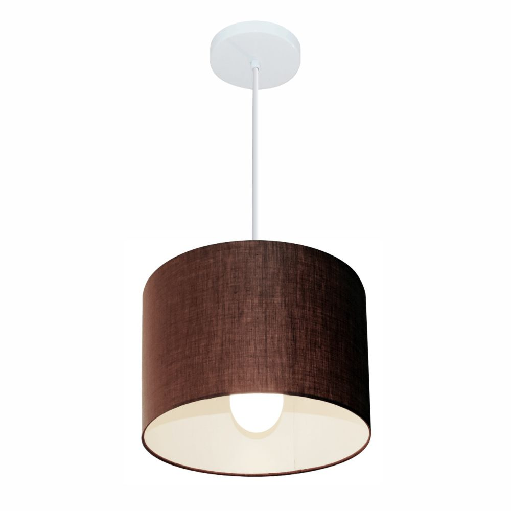 Pendente Cilíndrico Md-4113 Cúpula em Tecido 30x25cm Café - Bivolt Pendente Cilíndrico Md-4113 Cúpula em Tecido 30x25cm Café - Bivolt