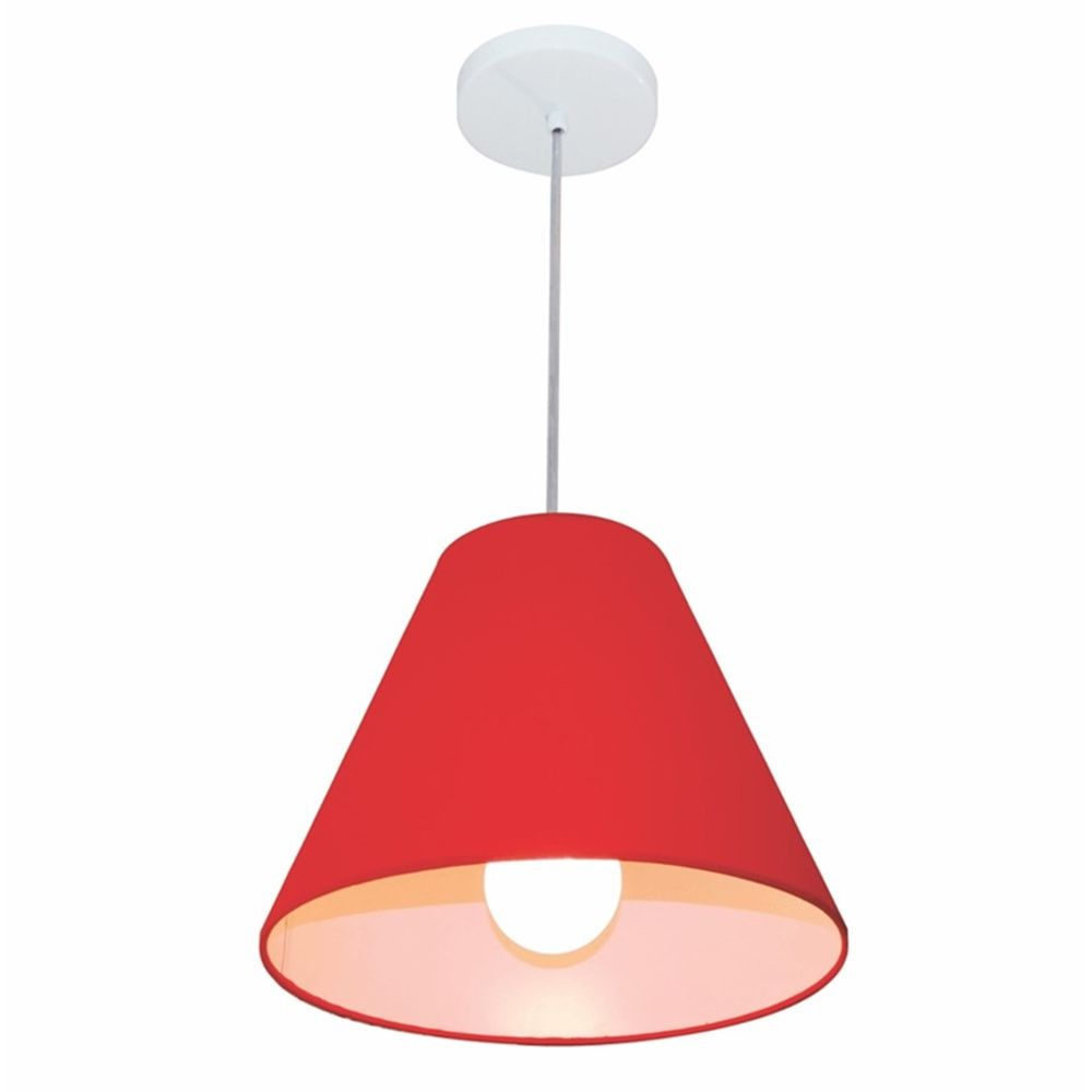 Pendente Cone Md-4028 Cúpula em Tecido 25-30x12cm Vermelho - Bivolt Pendente Cone Md-4028 Cúpula em Tecido 25-30x12cm Vermelho - Bivolt