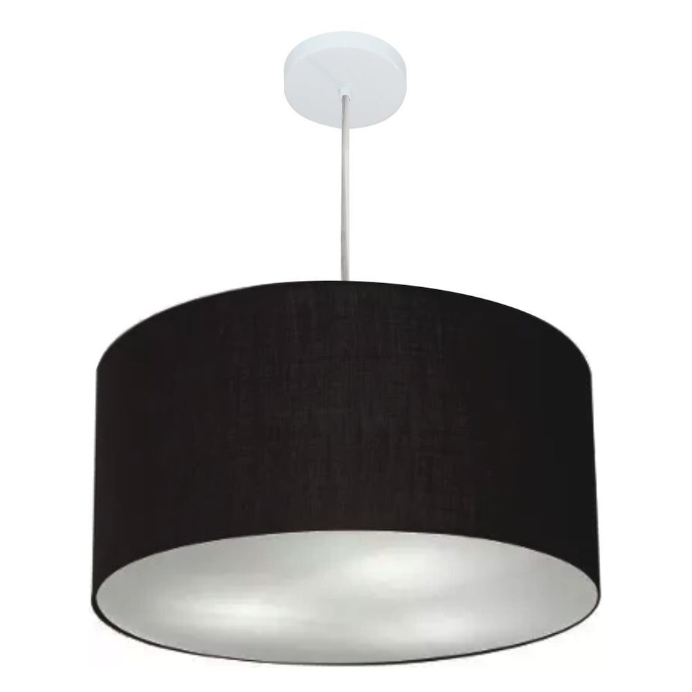 Pendente Cilíndrico Md-4213 Cúpula em Tecido 50x30cm Preto - Bivolt Pendente Cilíndrico Md-4213 Cúpula em Tecido 50x30cm Preto - Bivolt