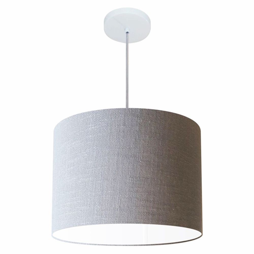 Pendente Cilíndrico Md-4146 Cúpula em Tecido 40x30cm Rústico Cinza - Bivolt Pendente Cilíndrico Md-4146 Cúpula em Tecido 40x30cm Rústico Cinza - Bivolt