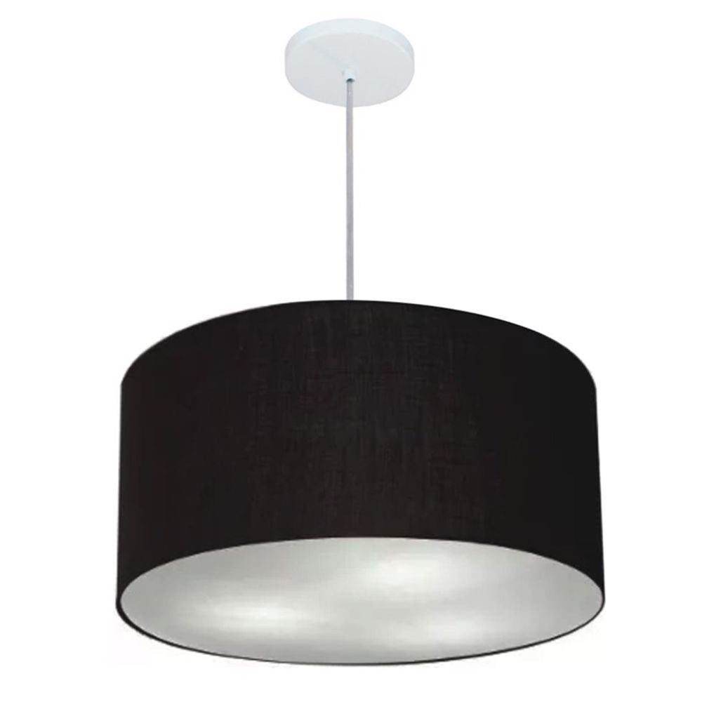 Pendente Cilíndrico Md-4242 Cúpula em Tecido 45x25cm Preto - Bivolt Pendente Cilíndrico Md-4242 Cúpula em Tecido 45x25cm Preto - Bivolt