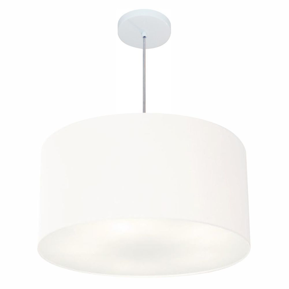 Pendente Cilíndrico Md-4080 Cúpula em Tecido 60x30cm Branco - Bivolt Pendente Cilíndrico Md-4080 Cúpula em Tecido 60x30cm Branco - Bivolt
