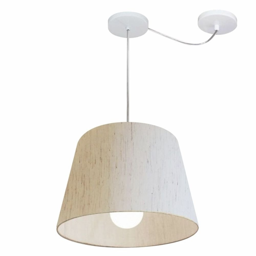 Pendente Cone Com Desvio Md-4274 Cúpula Tecido 30/30x40cm Linho Bege - Bivolt Pendente Cone Com Desvio Md-4274 Cúpula Tecido 30/30x40cm Linho Bege - Bivolt