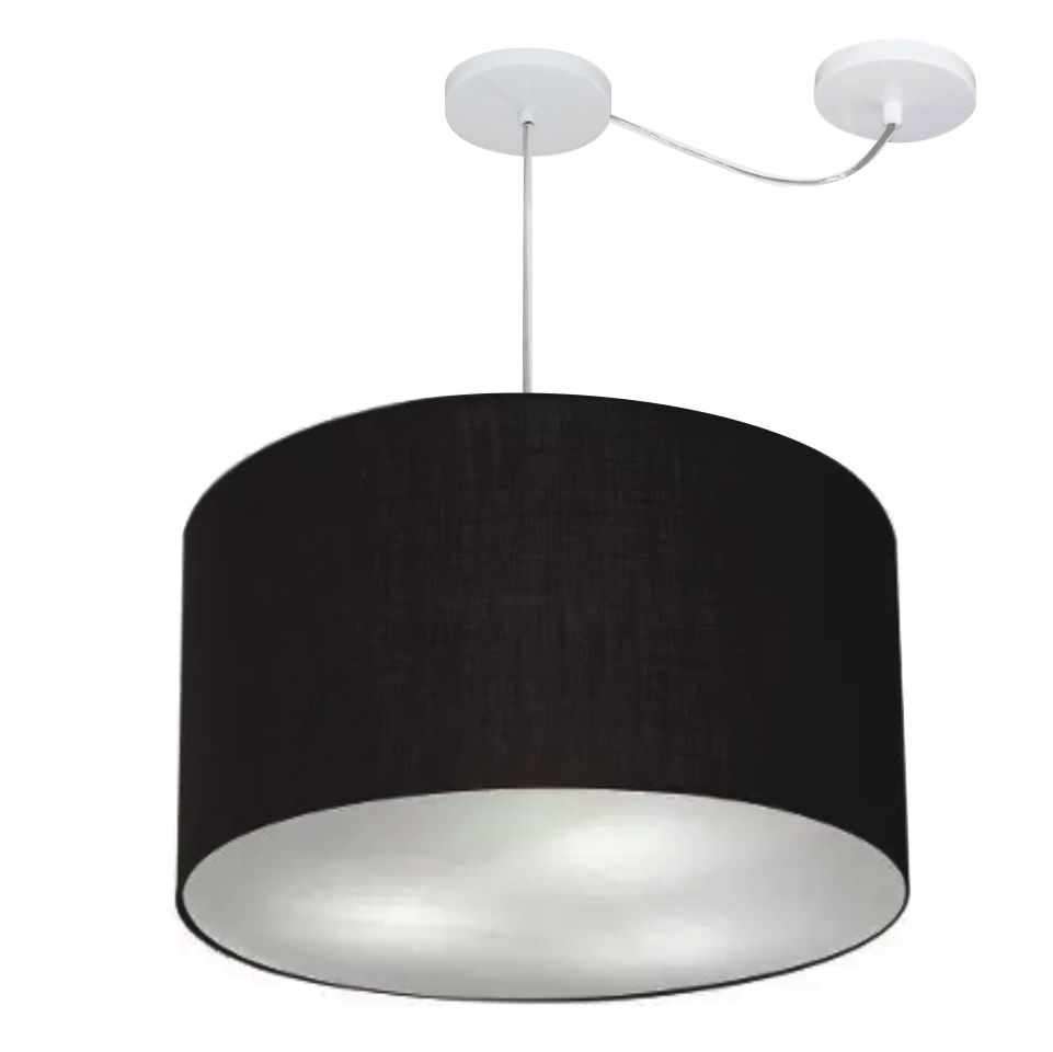 Pendente Cilíndrico Com Desvio Md-4235 Cúpula em Tecido 45x30cm Preto - Bivolt Pendente Cilíndrico Com Desvio Md-4235 Cúpula em Tecido 45x30cm Preto - Bivolt