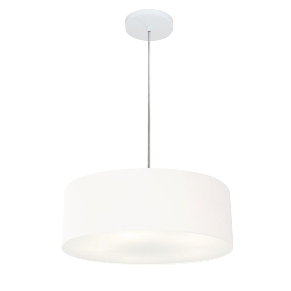 Pendente Cilíndrico Md-4132 Cúpula em Tecido 40x15cm Branco - Bivolt Pendente Cilíndrico Md-4132 Cúpula em Tecido 40x15cm Branco - Bivolt