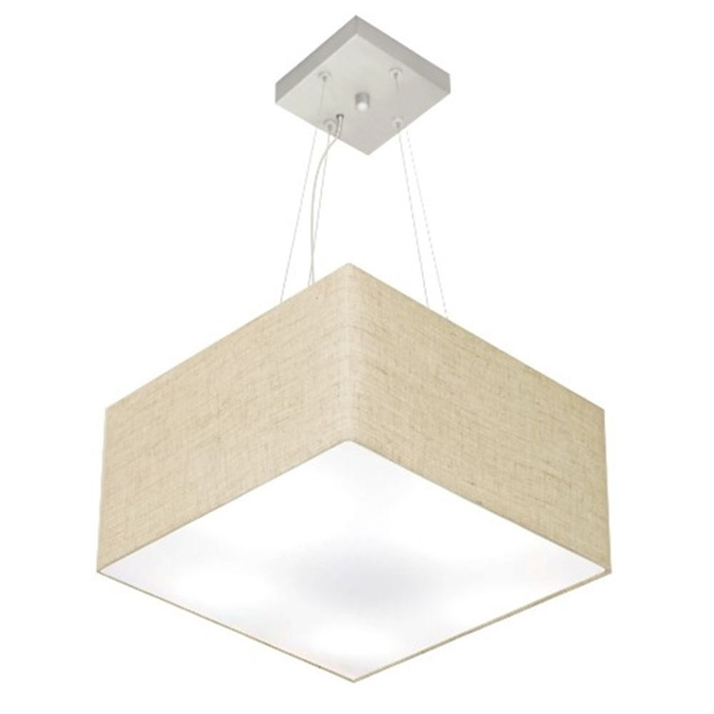 Pendente Quadrado Md-4005 Cúpula em Tecido 21-35x35cm Rústico Bege - Bivolt Pendente Quadrado Md-4005 Cúpula em Tecido 21-35x35cm Rústico Bege - Bivolt