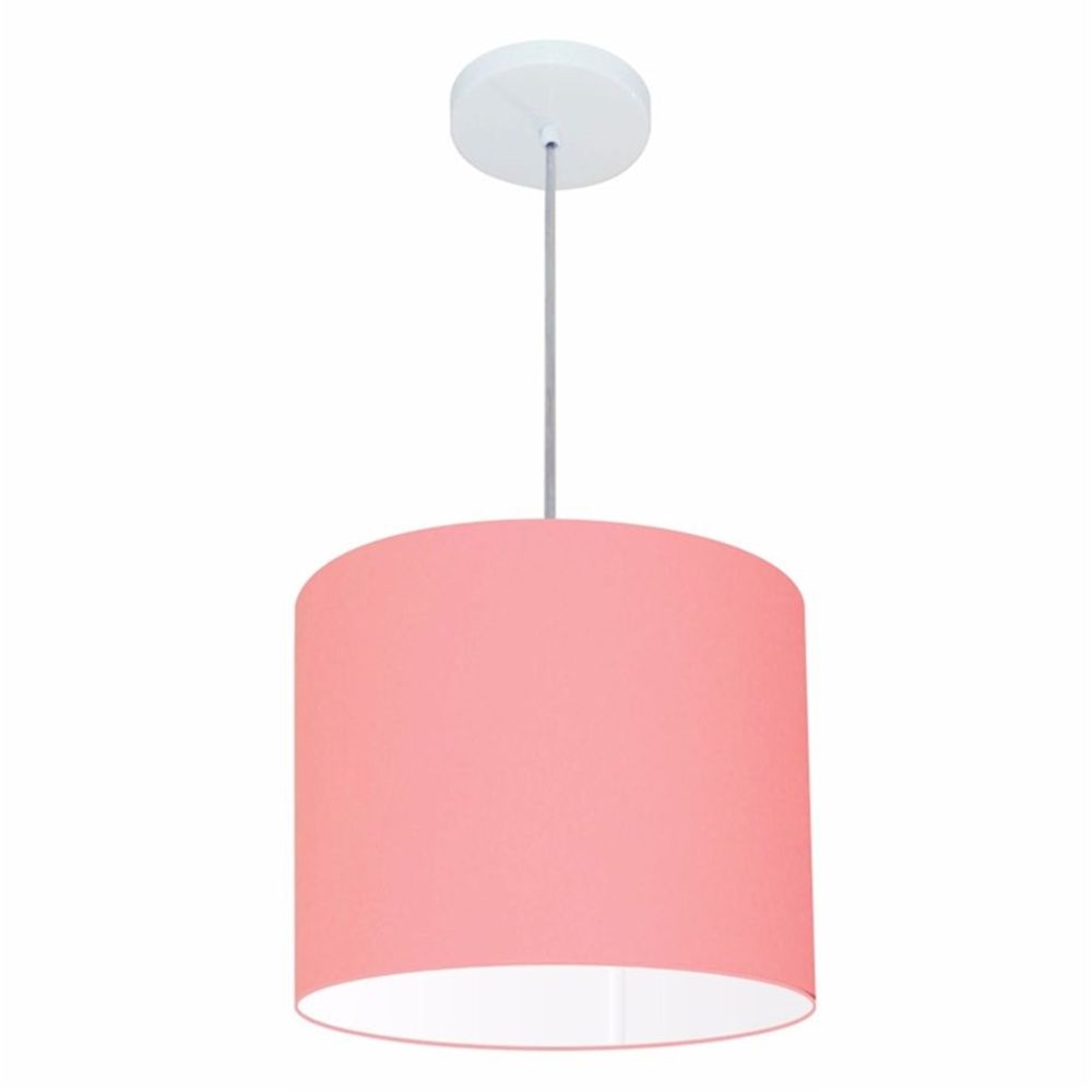 Pendente Cilíndrico Md-4054 Cúpula em Tecido 30x21cm Rosa Bebê - Bivolt Pendente Cilíndrico Md-4054 Cúpula em Tecido 30x21cm Rosa Bebê - Bivolt