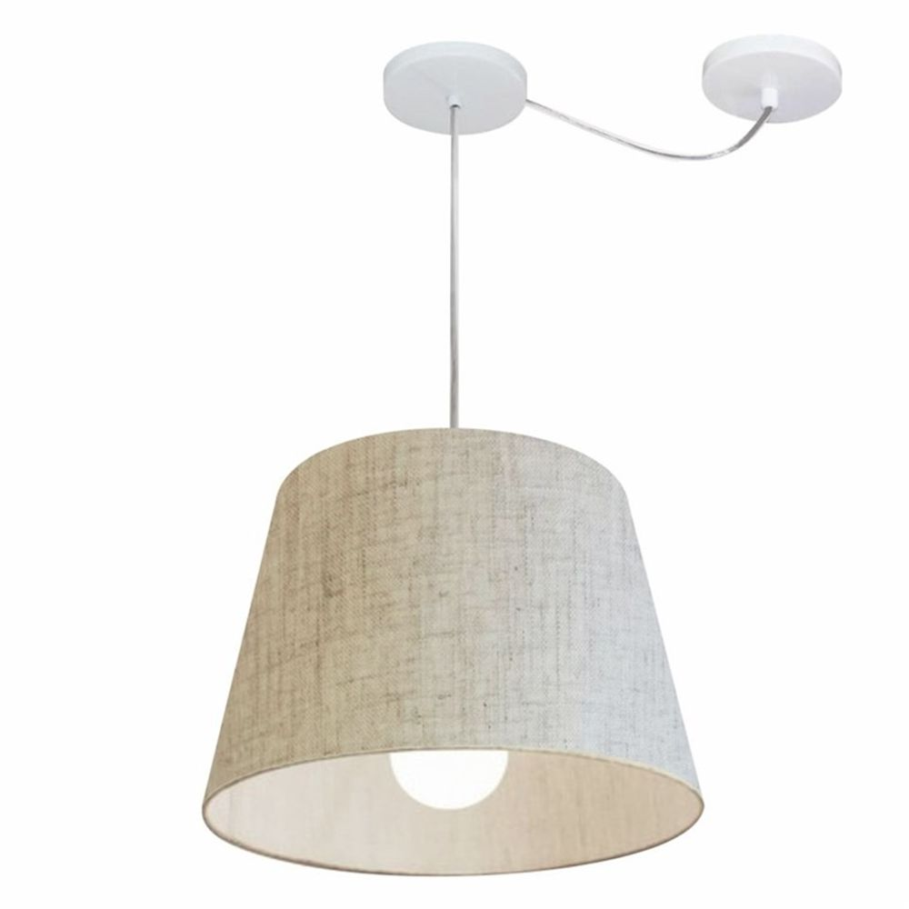 Pendente Cone Com Desvio Md-4274 Cúpula Tecido 30/30x40cm Rústico Bege - Bivolt Pendente Cone Com Desvio Md-4274 Cúpula Tecido 30/30x40cm Rústico Bege - Bivolt