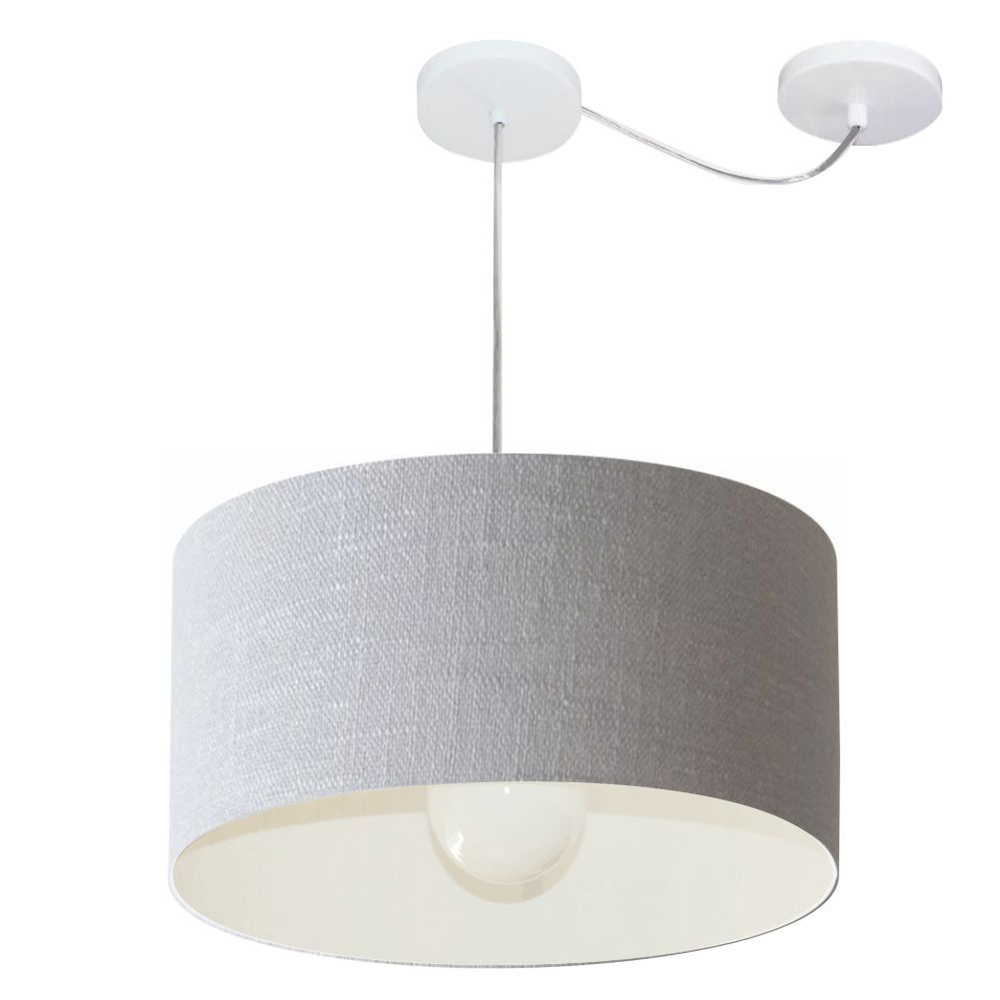 Pendente Cilíndrico Com Desvio Md-4228 Cúpula em Tecido 45x25cm Rústico Cinza - Bivolt Pendente Cilíndrico Com Desvio Md-4228 Cúpula em Tecido 45x25cm Rústico Cinza - Bivolt