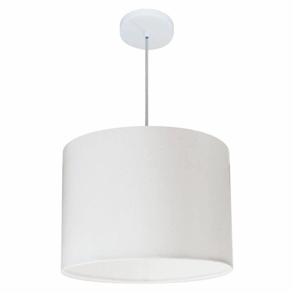 Pendente Cilíndrico Md-4146 Cúpula em Tecido 40x30cm Branco - Bivolt Pendente Cilíndrico Md-4146 Cúpula em Tecido 40x30cm Branco - Bivolt