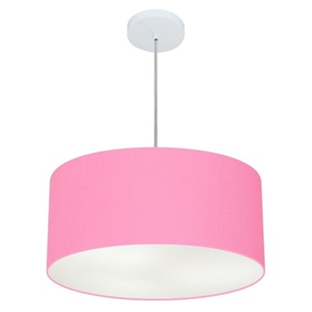Pendente Cilíndrico Md-4049 Cúpula em Tecido 50x21cm Rosa Bebê - Bivolt Pendente Cilíndrico Md-4049 Cúpula em Tecido 50x21cm Rosa Bebê - Bivolt