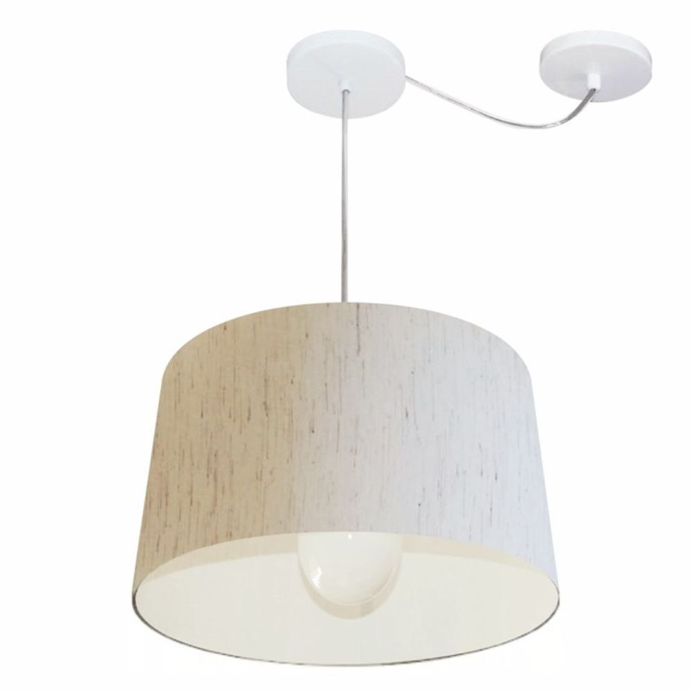 Pendente Cone Com Desvio Md-4275 Cúpula 30/40x45cm Linho Bege - Bivolt Pendente Cone Com Desvio Md-4275 Cúpula 30/40x45cm Linho Bege - Bivolt