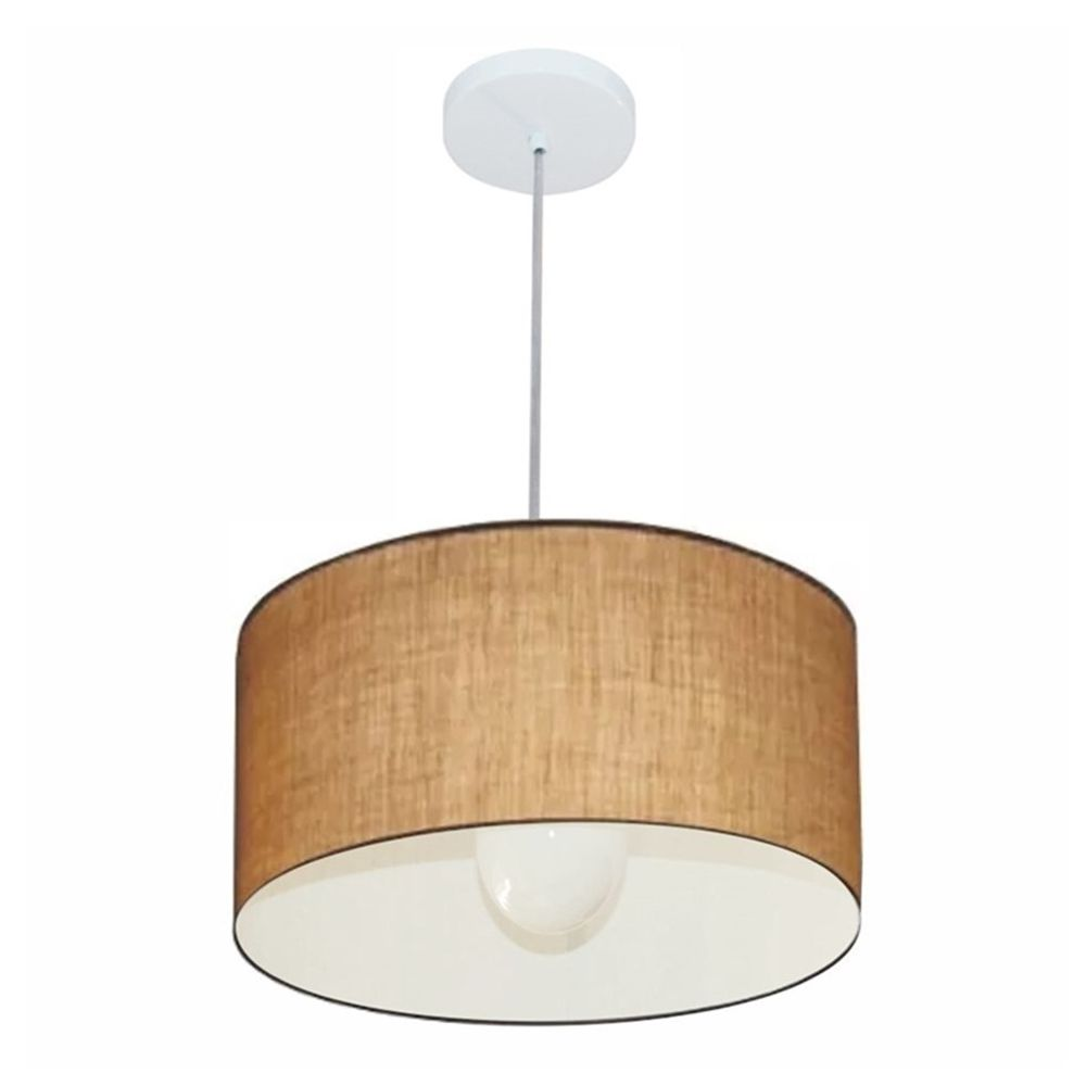 Pendente Cilíndrico Md-4031 Cúpula em Tecido 40x21cm Palha - Bivolt Pendente Cilíndrico Md-4031 Cúpula em Tecido 40x21cm Palha - Bivolt