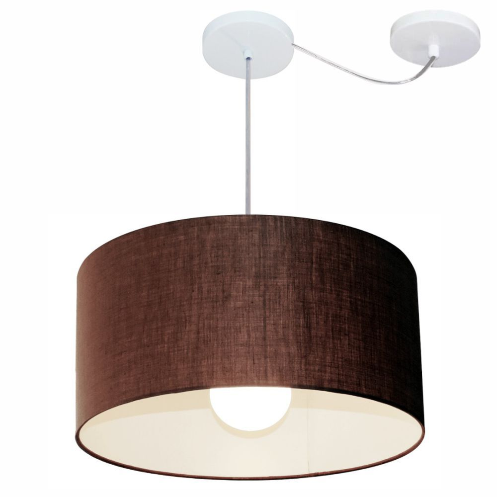 Pendente Cilíndrico Com Desvio Md-4230 Cúpula em Tecido 50x25cm Café - Bivolt Pendente Cilíndrico Com Desvio Md-4230 Cúpula em Tecido 50x25cm Café - Bivolt