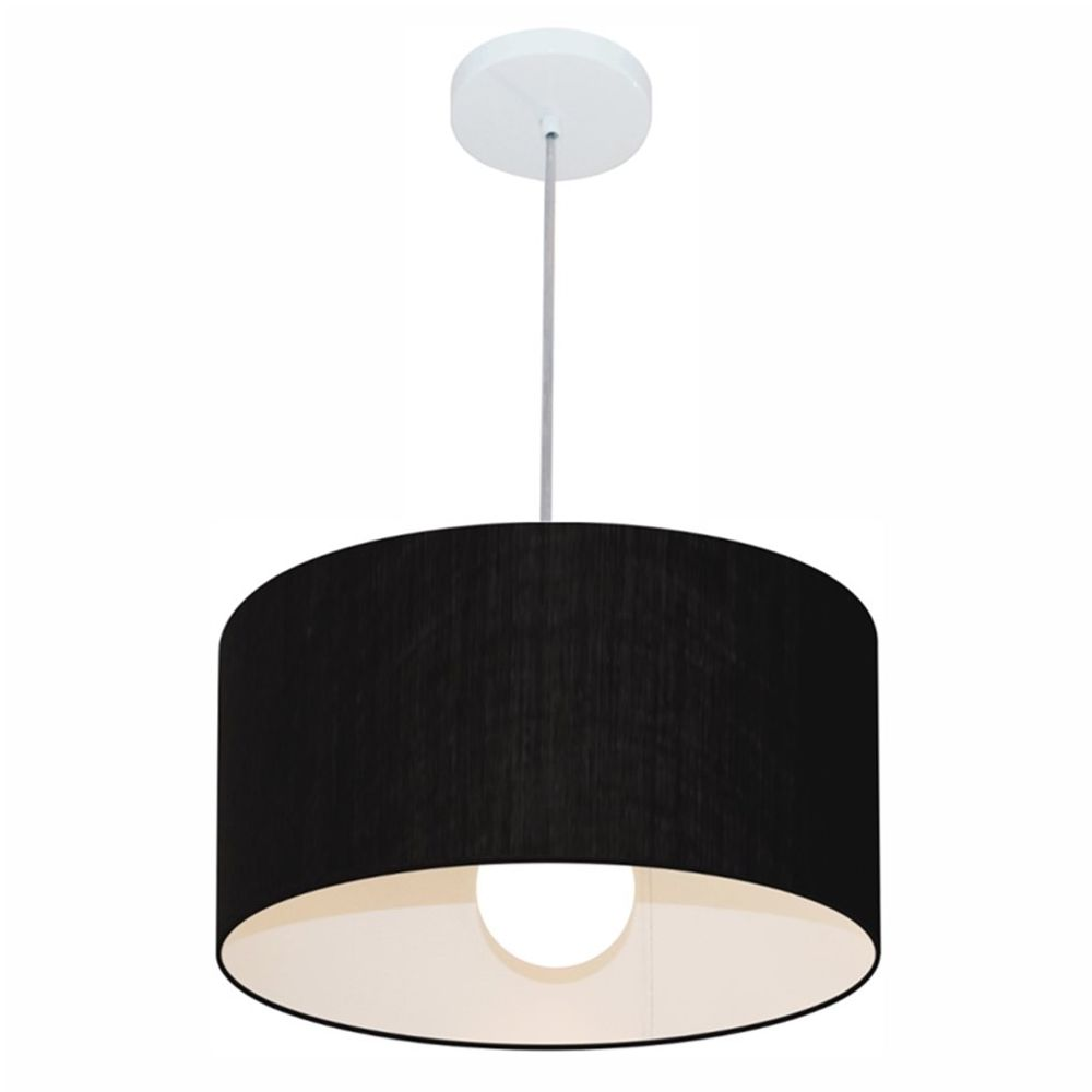 Pendente Cilíndrico Md-4031 Cúpula em Tecido 40x21cm Preto - Bivolt Pendente Cilíndrico Md-4031 Cúpula em Tecido 40x21cm Preto - Bivolt