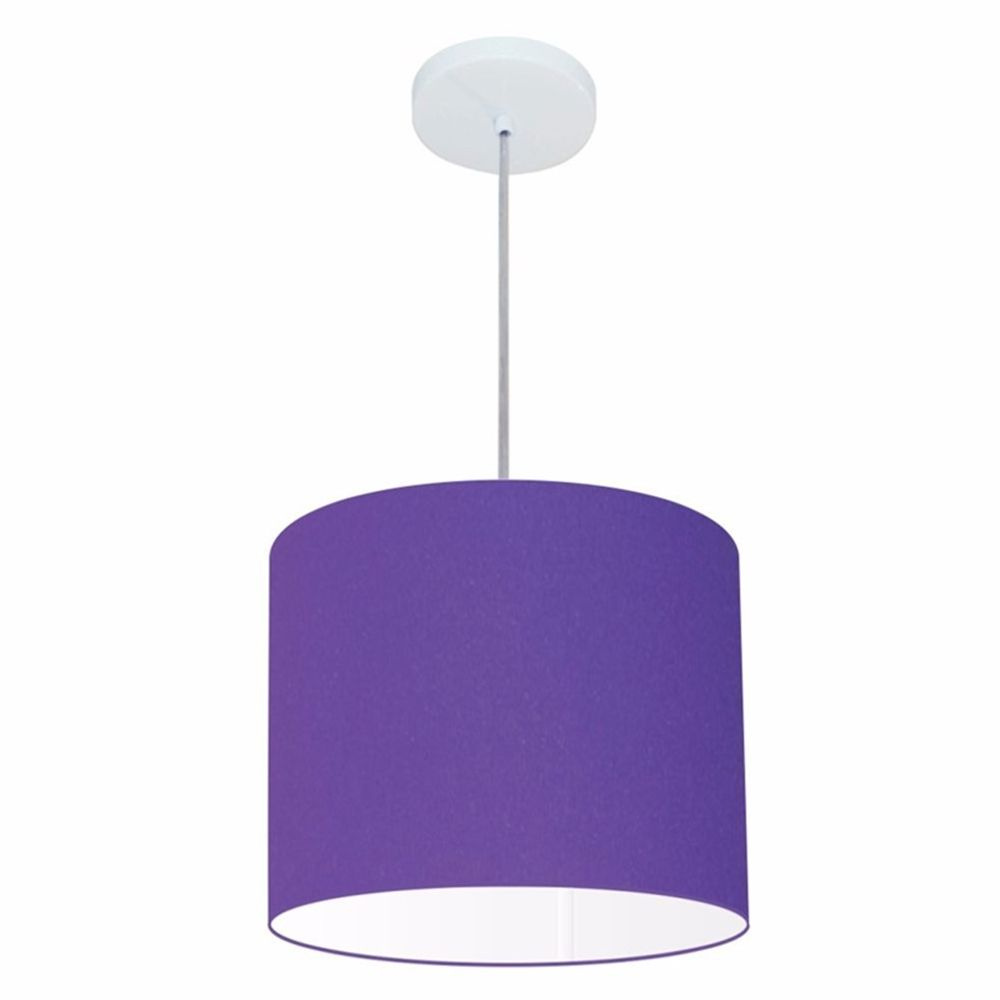 Pendente Cilíndrico Md-4054 Cúpula em Tecido 30x21cm Roxo - Bivolt Pendente Cilíndrico Md-4054 Cúpula em Tecido 30x21cm Roxo - Bivolt